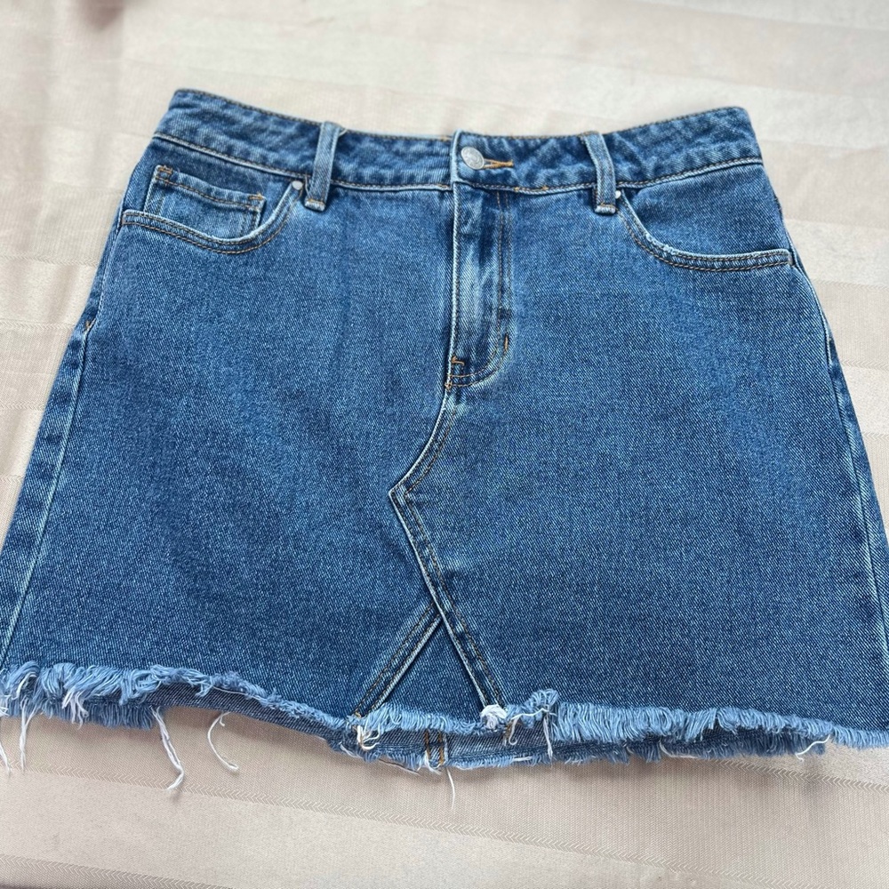 PACSUN Denim Raw Edge Mini Skirt - Picture 3 of 7